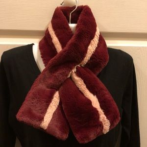 Anthropologie faux fur pull through collar